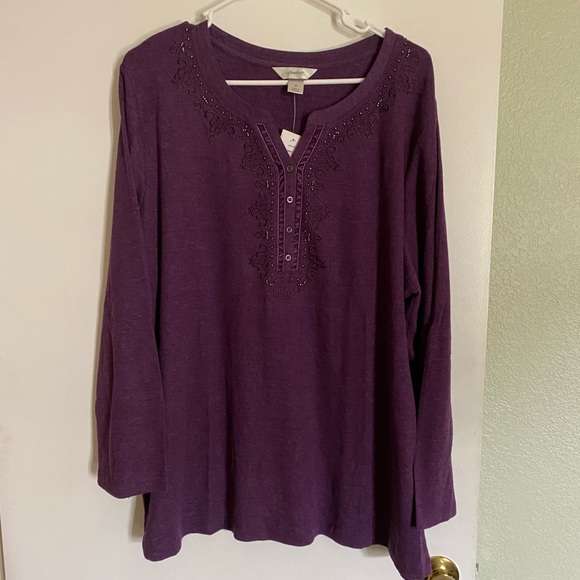 CJ Banks Tops - NWT /CJ Banks long sleeve top/Size 3X/ plum
